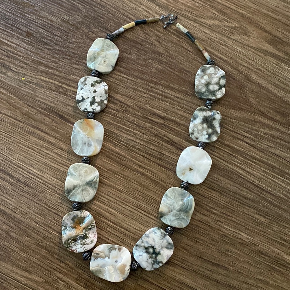 Artisan Crazy Lace Agate necklace. Large stones. Natural boho Lagenlook artsy